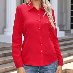 Blusa Feminina Elegante com Gola Polo e Manga Longa