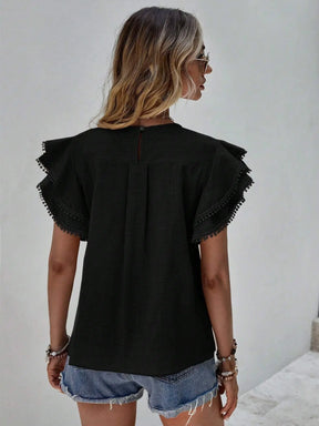 Blusa Feminina Casual com Babados e Manga Borboleta