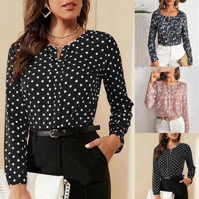 Blusa Elegante Feminina com Estampa de Bolinhas