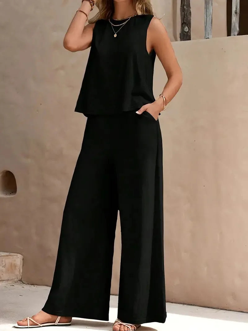 Conjunto Feminino Elegante Sem Mangas - Verão 2025