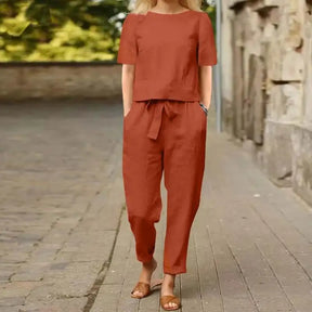 Conjunto Feminino de Linho com Estilo Elegante e Confortável
