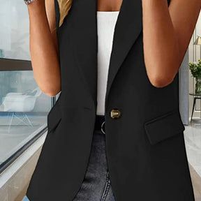 Blazer Colete Feminino Elegante com Lapela e Botão Único