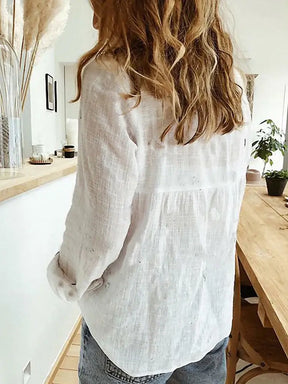 Blusa Boho Feminina de Manga Longa com Botões