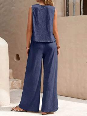 Conjunto Feminino Elegante Sem Mangas - Verão 2025