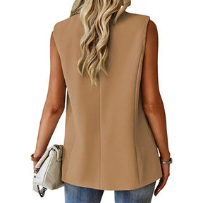 Blazer Colete Feminino Elegante com Lapela e Botão Único