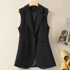 Blazer Colete Feminino Elegante com Lapela e Botão Único
