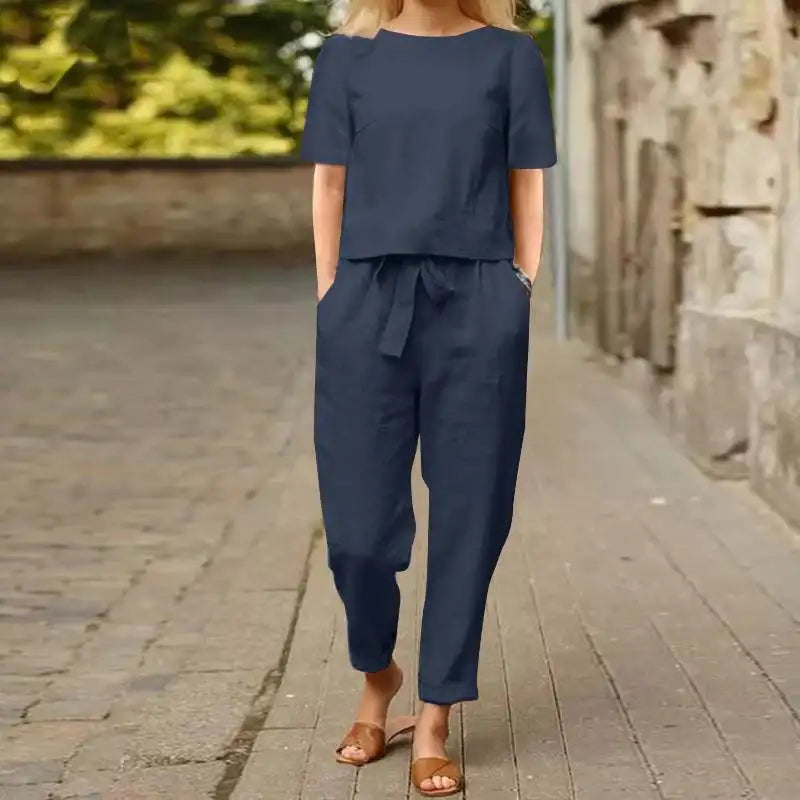 Conjunto Feminino de Linho com Estilo Elegante e Confortável