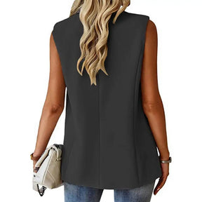 Blazer Colete Feminino Elegante com Lapela e Botão Único