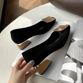 Scarpin Feminino Salto Bloco Xadrez