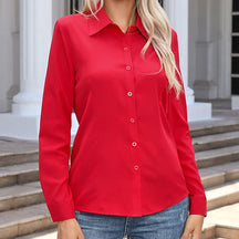 Blusa Feminina Elegante com Gola Polo e Manga Longa