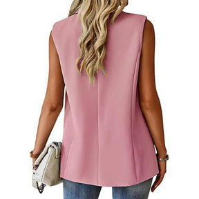 Blazer Colete Feminino Elegante com Lapela e Botão Único