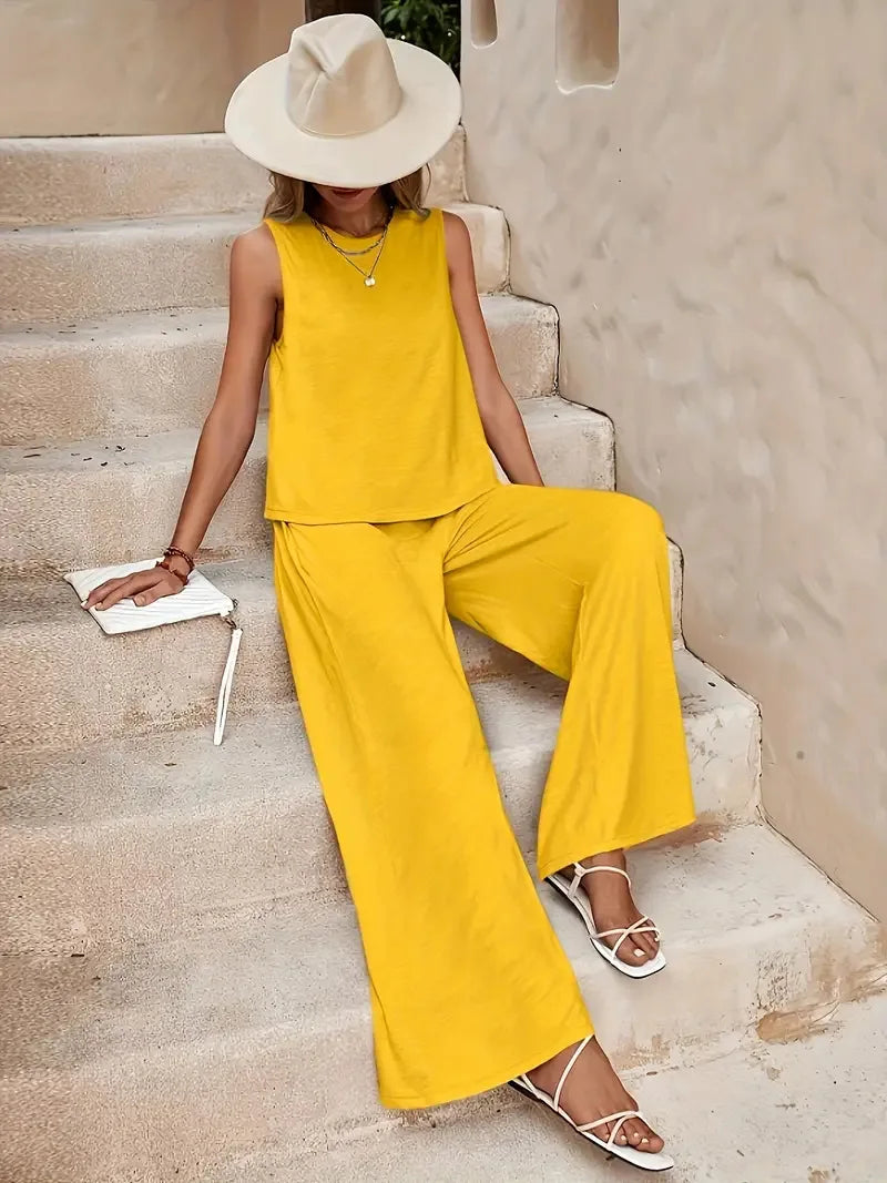 Conjunto Feminino Elegante Sem Mangas - Verão 2025
