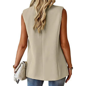 Blazer Colete Feminino Elegante com Lapela e Botão Único