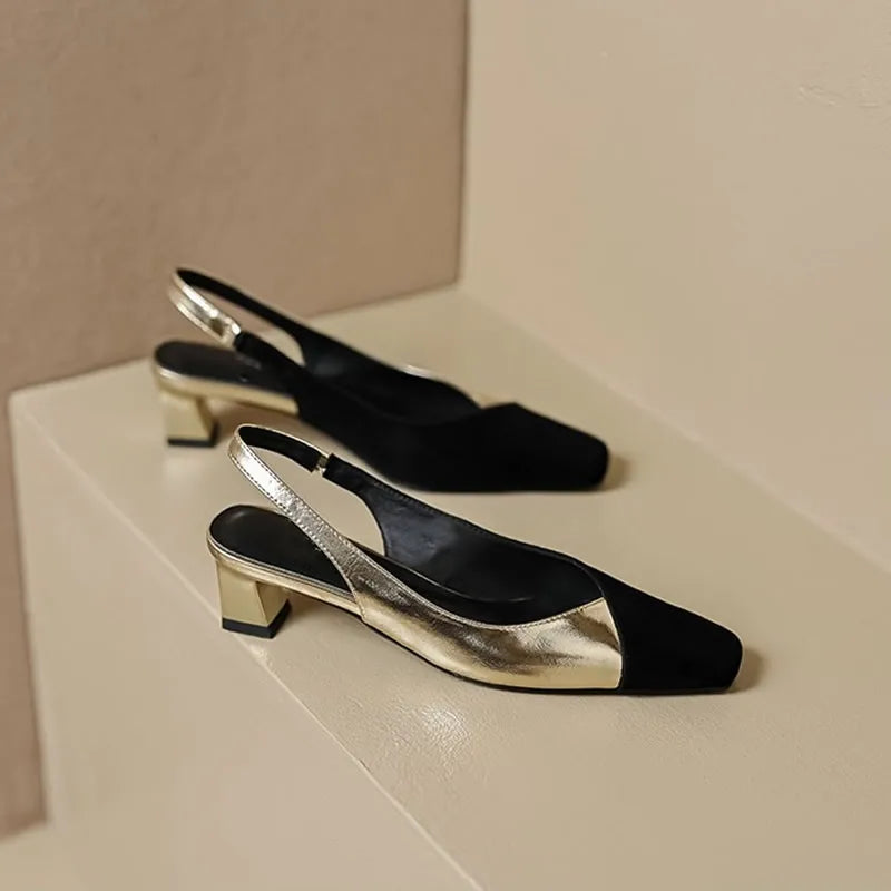 Scarpin Slingback Luxo Bicolor